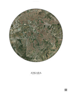 Affiche Ankara – Poster vue satellite 10km Couleur | Gravura – Fond clair