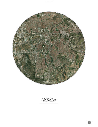 Affiche Ankara – Poster vue satellite 10km Couleur | Gravura – Fond clair