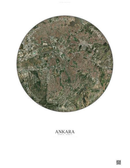 Affiche Ankara – Poster vue satellite 10km Couleur | Gravura – Fond clair