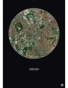 Affiche Ankara – Poster vue satellite 2.5km Couleur | Gravura – Fond foncé