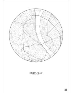 Budapest City Map Poster 2.5km | Gravura – Light background 2