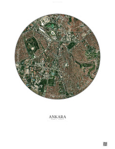 Affiche Ankara – Poster vue satellite 2.5km Couleur | Gravura – Fond clair