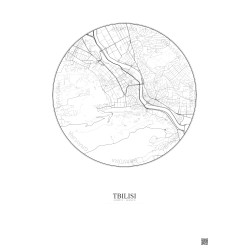 Affiche Tbilisi – Poster carte de ville 2.5km | Gravura – Fond clair