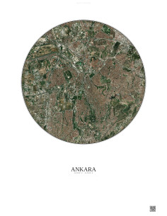 Ankara Satellite View Poster 6km Color | Gravura – Light background