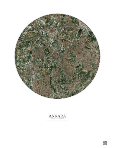Affiche Ankara – Poster vue satellite 6km Couleur | Gravura – Fond clair