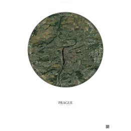 Prague Satellite View Poster 10km Color | Gravura – Light background