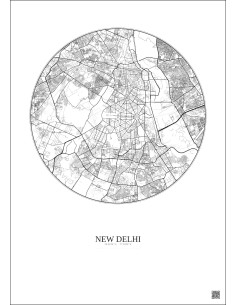 Affiche New Delhi – Poster carte de ville 10km | Gravura – Fond clair 2