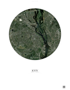 Kyiv Satellite View Poster 10km Color | Gravura – Light background