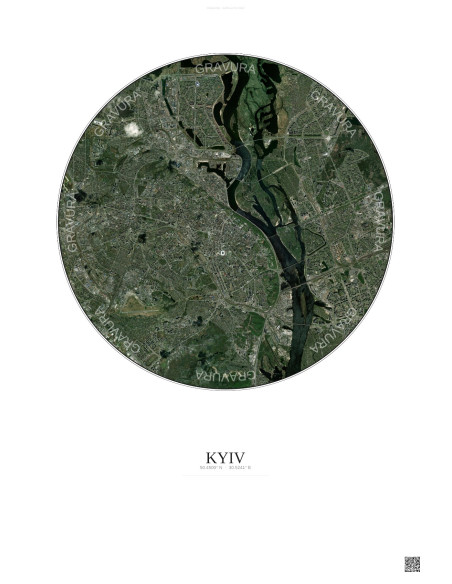 Affiche Kyiv – Poster vue satellite 10km Couleur | Gravura – Fond clair