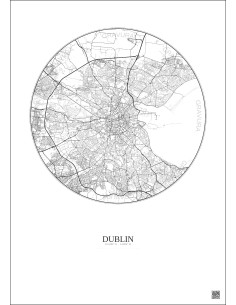 Affiche Dublin – Poster carte de ville 10km | Gravura – Fond clair 2