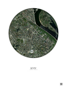 Affiche Kyiv – Poster vue satellite 2.5km Couleur | Gravura – Fond clair