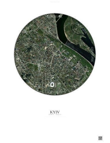 Affiche Kyiv – Poster vue satellite 2.5km Couleur | Gravura – Fond clair