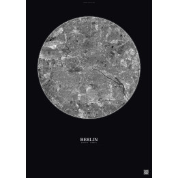 Berlin Satellite View Poster 10km B&W | Gravura – Dark background