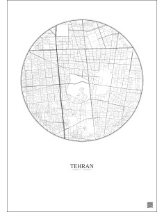 Affiche Tehran – Poster carte de ville 2.5km | Gravura – Fond clair 2