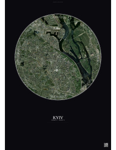 Affiche Kyiv – Poster vue satellite 6km Couleur | Gravura – Fond foncé