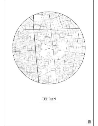Tehran City Map Poster 2.5km | Gravura – Light background