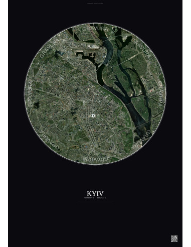Kyiv Satellite View Poster 6km Color | Gravura – Dark background