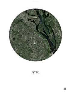 Affiche Kyiv – Poster vue satellite 6km Couleur | Gravura – Fond clair