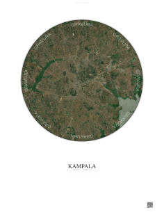 Affiche Kampala – Poster vue satellite 10km Couleur | Gravura – Fond clair
