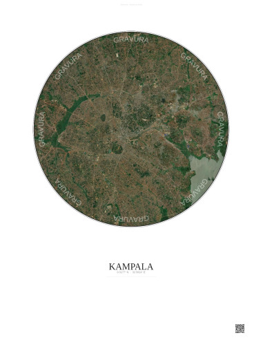 Affiche Kampala – Poster vue satellite 10km Couleur | Gravura – Fond clair