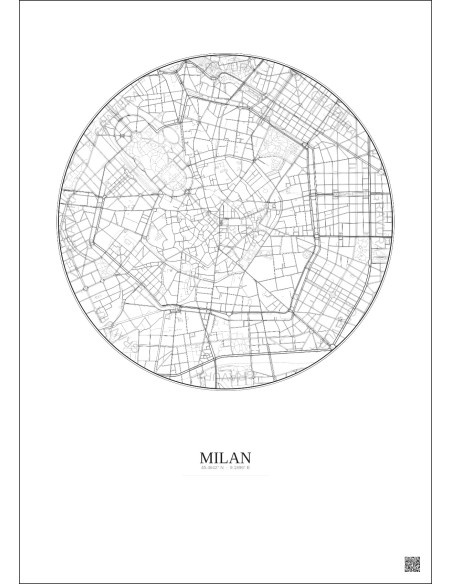Milan City Map Poster 2.5km | Gravura – Light background