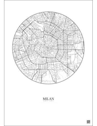 Milan City Map Poster 5km | Gravura – Light background