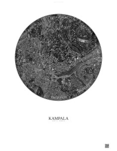 Kampala Satellite View Poster 2.5km B&W | Gravura – Light background