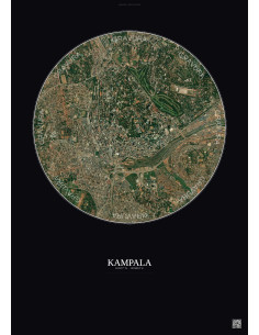 Kampala Satellite View Poster 2.5km Color | Gravura – Dark background