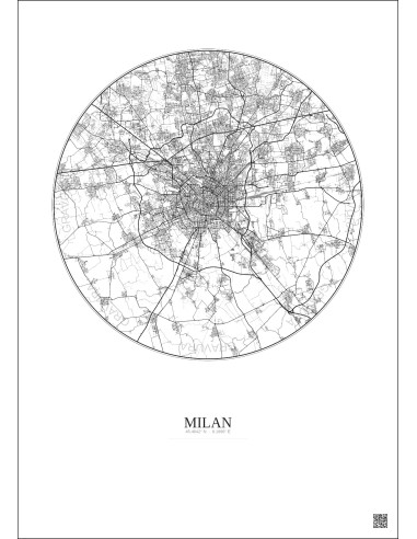 Milan City Map Poster 20km | Gravura – Light background