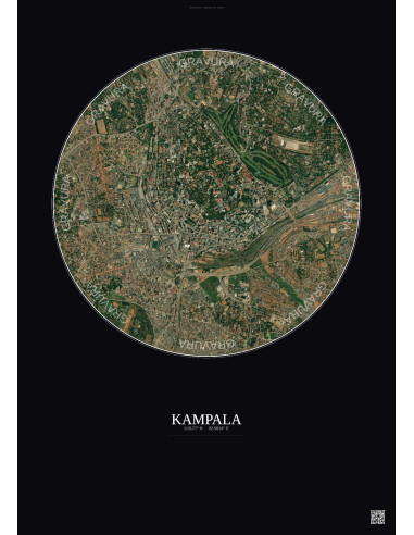 Kampala Satellite View Poster 2.5km Color | Gravura – Dark background