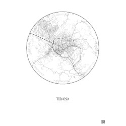 Affiche Tirana – Poster carte de ville 10km | Gravura – Fond clair