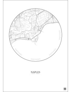 Naples City Map Poster 2.5km | Gravura – Light background 2