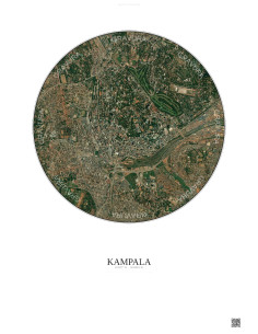 Affiche Kampala – Poster vue satellite 2.5km Couleur | Gravura – Fond clair