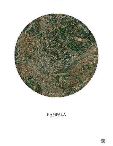 Affiche Kampala – Poster vue satellite 2.5km Couleur | Gravura – Fond clair