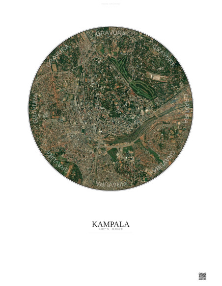 Affiche Kampala – Poster vue satellite 2.5km Couleur | Gravura – Fond clair