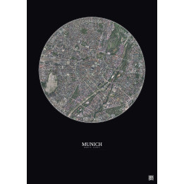 Munich Satellite View Poster 2.5km Color | Gravura – Dark background