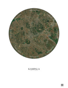 Kampala Satellite View Poster 6km Color | Gravura – Light background