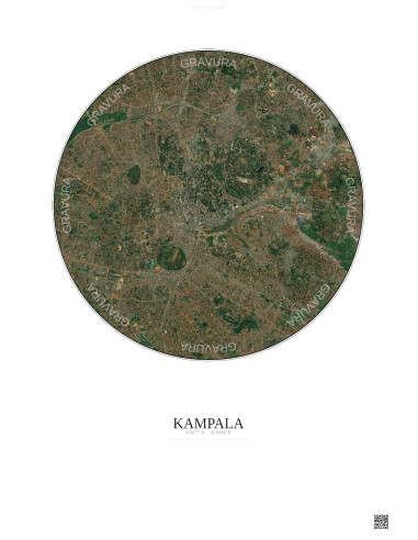 Affiche Kampala – Poster vue satellite 6km Couleur | Gravura – Fond clair