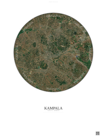 Affiche Kampala – Poster vue satellite 6km Couleur | Gravura – Fond clair