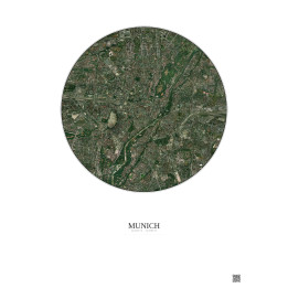 Munich Satellite View Poster 5km Color | Gravura – Light background