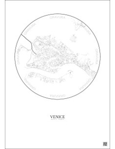 Venice City Map Poster 2.5km | Gravura – Light background 2