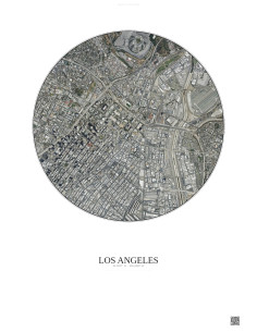 Affiche Los Angeles – Poster vue satellite 2.5km Couleur | Gravura – Fond clair
