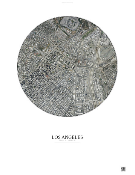 Affiche Los Angeles – Poster vue satellite 2.5km Couleur | Gravura – Fond clair
