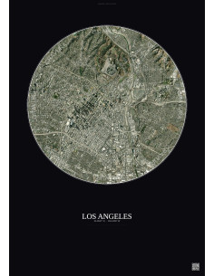 Affiche Los Angeles – Poster vue satellite 5km Couleur | Gravura – Fond foncé