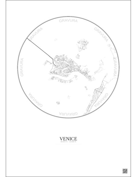 Venice City Map Poster 5km | Gravura – Light background