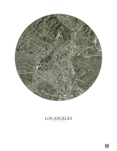 Affiche Los Angeles – Poster vue satellite 5km Couleur | Gravura – Fond clair