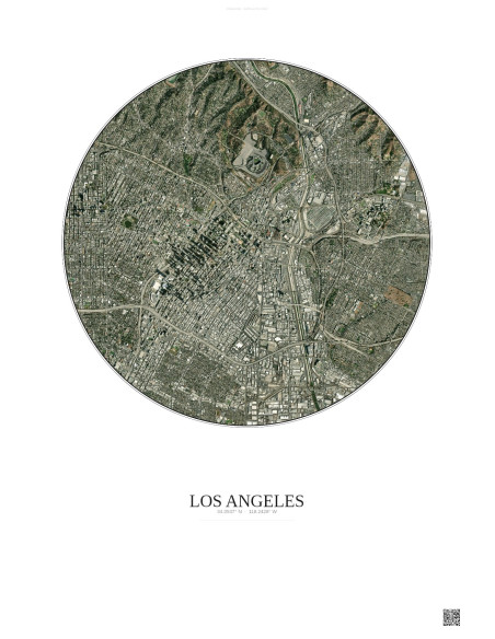 Los Angeles Satellite View Poster 5km Color | Gravura – Light background