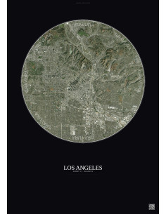 Affiche Los Angeles – Poster vue satellite 10km Couleur | Gravura – Fond foncé