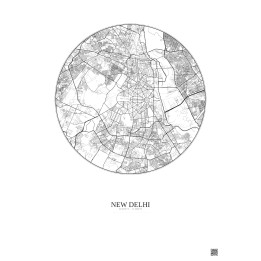 Affiche New Delhi – Poster carte de ville 10km | Gravura – Fond clair