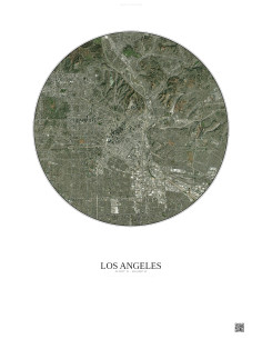 Affiche Los Angeles – Poster vue satellite 10km Couleur | Gravura – Fond clair